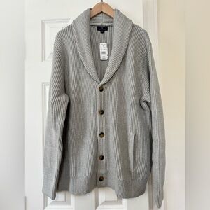 Brooks Brothers Light Gray Shawl Collar Cardigan